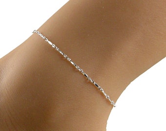 Sterling Silver Anklet, Dainty Sterling Silver Chain Ankle Bracelet