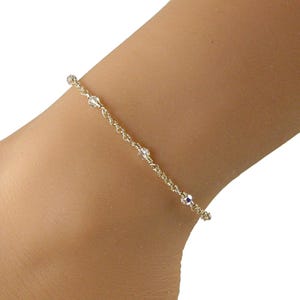 Clear AB Swarovski Crystal Gold Anklet, Dainty Crystal Gold Ankle Bracelet, Clear Crystal Anklet, Girlfriend Jewelry, Gift for Her