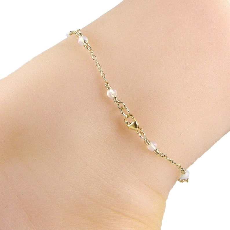 Opal Gold Chain Dainty Anklet Opal Ankle Bracelet Gold Etsy