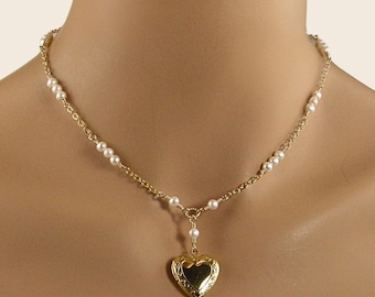 Freshwater Pearl Heart Locket Necklace, Meaningful Jewelry Gift