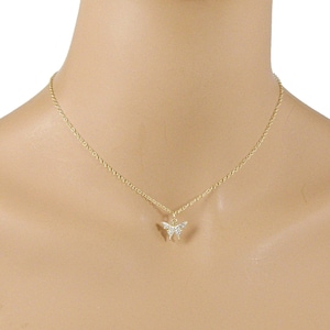 Dainty Crystal Gold Butterfly Necklace, Butterfly Necklace, Gold Butterfly Necklace, Crystal Butterfly Necklace