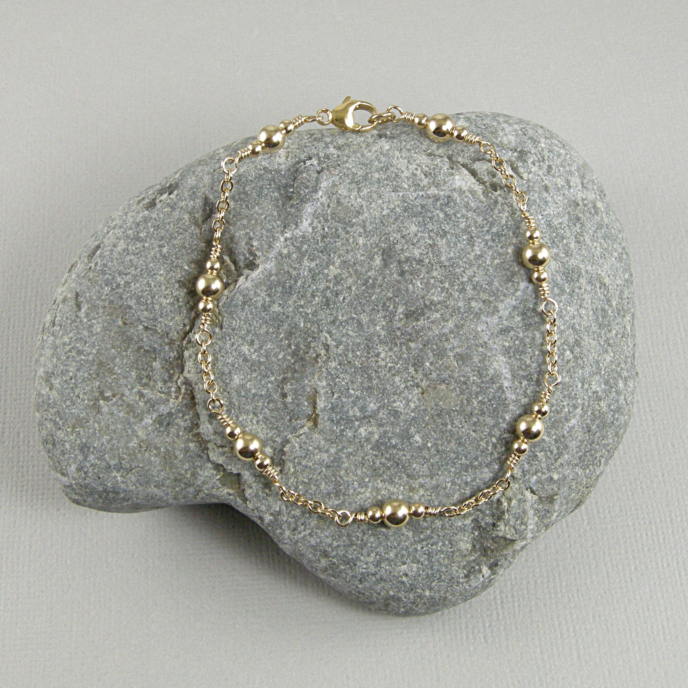 Gold Chain Gold Bead Ankle Bracelet, Gold Anklet, Gold Anklets for