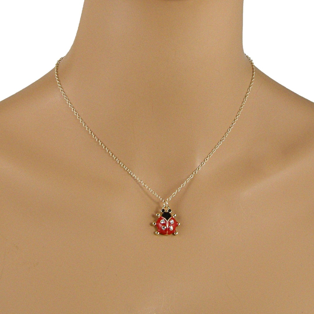 Ladybug Necklace, Ladybug Gold Chain Necklace, Ladybug Pendant Necklace