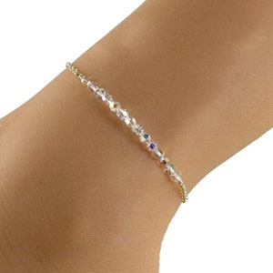 Sparkling AB Swarovski & Gold Chain Anklet - Chic Summer Accessory