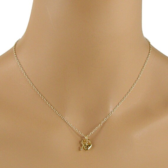 Gold Heart Lock and Key Necklace Valentines Day Necklace Girlfriend Gift Heart Padlock Necklace Etsy
