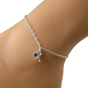 Sterling Silver Lock and Key Anklet, Dainty Lock and Key Ankle Bracelet