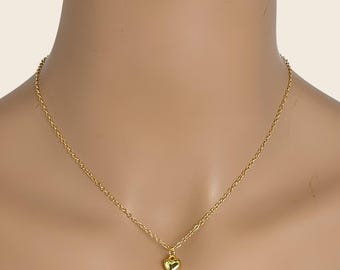 Dainty Puff Heart Necklace, 14k Gold Filled Pendant