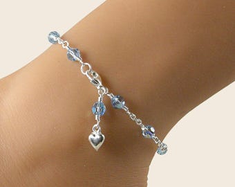 Something Blue Bridal Anklet, Swarovski Crystal Wedding Anklet