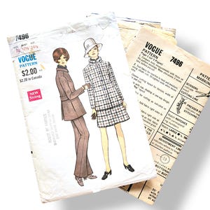 1960s Vogue 7496 Special Design Misses Jacket Skirt Pants Size 10 Bust 32 1/2 Sewing Pattern