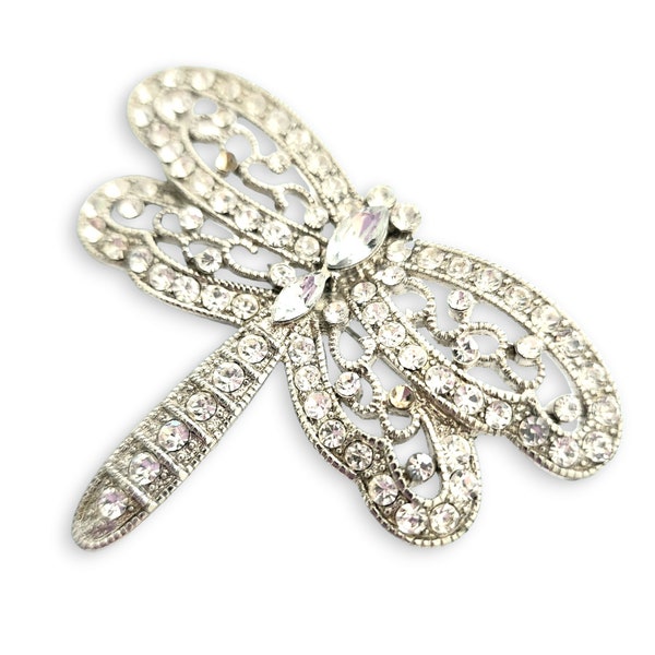 Large Crystal Dragonfly Brooch: Rhinestone Insect Jewelry - UK