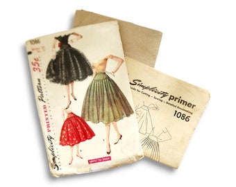Vintage 1950s Simplicity 1086 Full Twirl Skirt Size 25 Waist