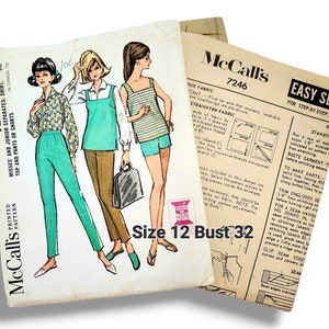 May include: Vintage McCall's sewing pattern 7246 for misses' and junior separates, including a shirt, top, and pants or shorts. The pattern envelope features illustrations of the finished garments and includes size 12 with a 32-inch bust measurement.