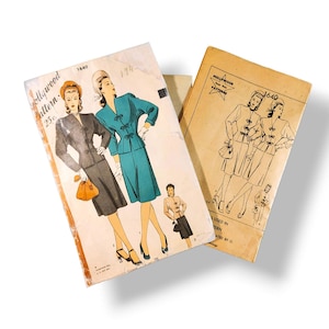 May include: Two vintage Hollywood pattern booklets. One features illustrations of women in suits, with the number 1640. The other booklet has a similar design, with the text "Hollywood Patterns" and the number 1640.