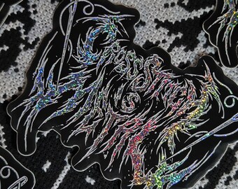 Cross Stitch Is Metal Glitter Text Sticker