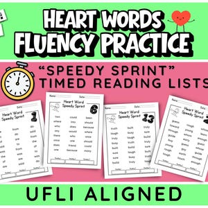Heart Word Fluency Practice Worksheets | UFLI Aligned Timed Reading Activities (Digital Download)