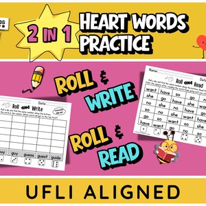 Heart Word Practice Worksheets | UFLI Aligned Roll and Read/Write Activities (Digital Download)