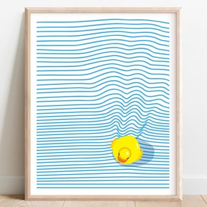 Rubber Ducky Minimalist Art Print - 8x10, 11x14 Inches - Bathroom, Nursery Wall Art