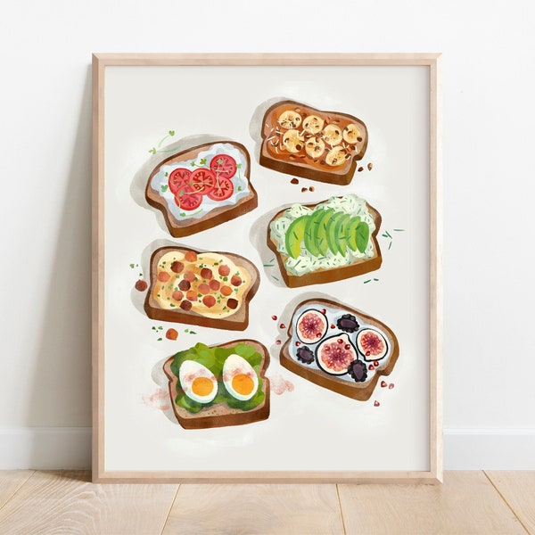 Toast Art Print - 8x10, 11x14 Inches - Cooking Illustration - Kitchen Art - Home Decor - Wall Art - Colorful Art - Office Art