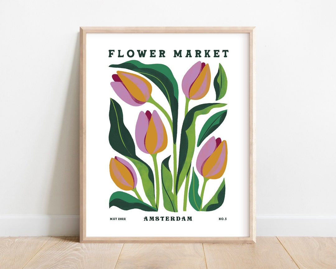Flower Market Tulips Amsterdam Art Print - 8x10, 11x14 Inches ...