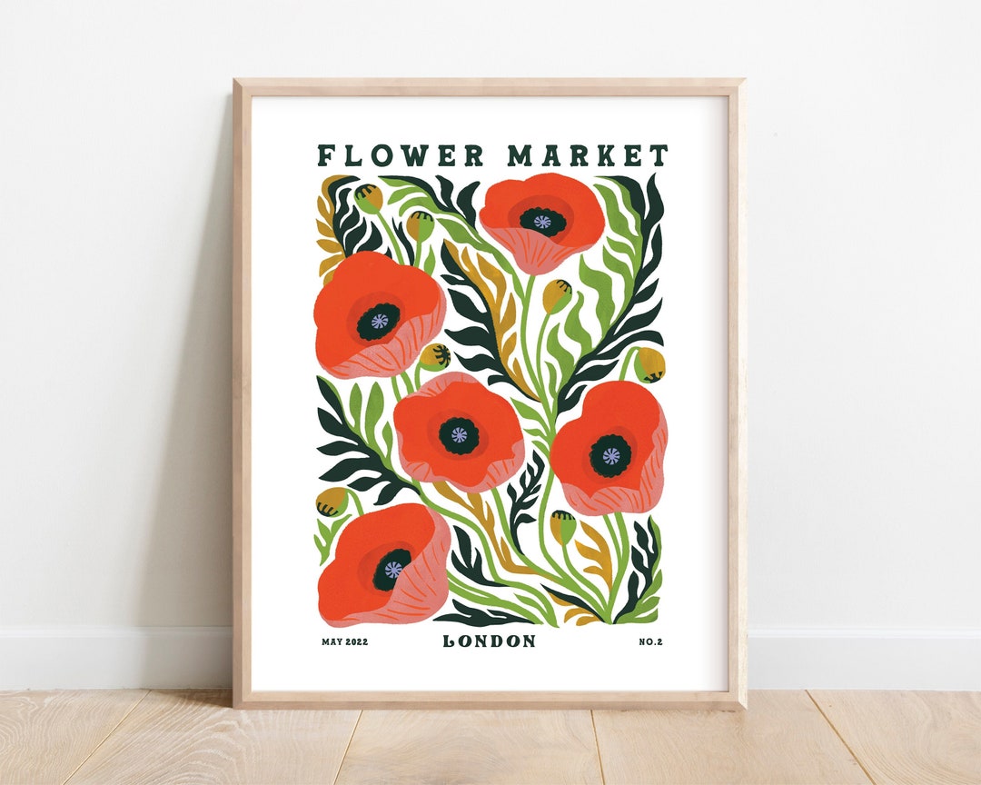 Flower Market London Art Print - 8x10, 11x14 Inches - Botanical ...