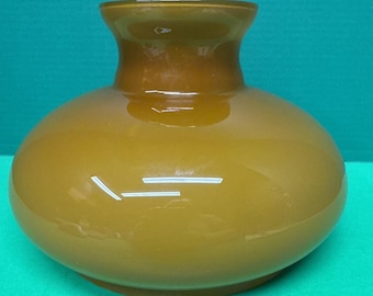 6" tall Butterscotch Brown on White Lamp Shade Hurricane Glass 6.75 base