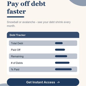 Debt Payoff Tracker Spreadsheet, Debt Snowball and Avalanche Planner, Credit Card Payment Log for Google Sheets & Excel, Debt Free image 3
