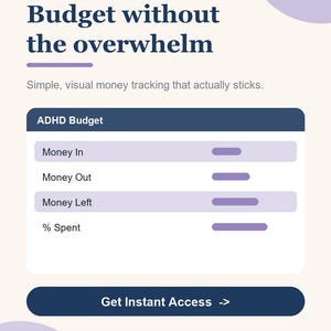 ADHD Budget Tracker Spreadsheet, Simple Visual Finance Planner for Google Sheets image 2