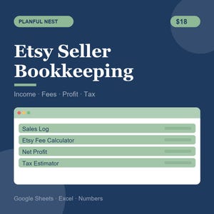 Etsy Seller Bookkeeping Spreadsheet, Profit & Fee Tracker for Google Sheets image 2