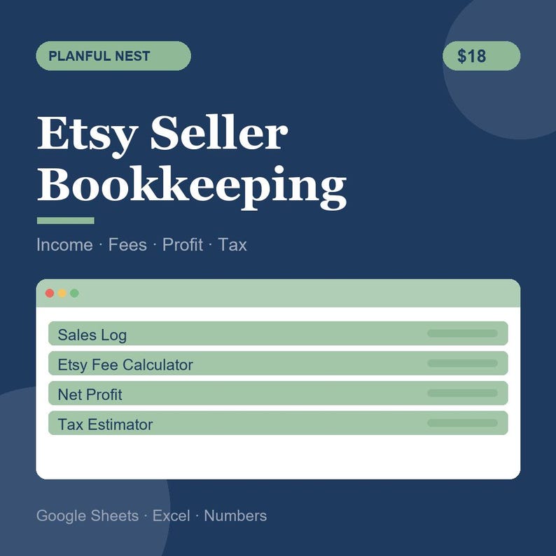 Etsy Seller Bookkeeping Spreadsheet, Profit & Fee Tracker for Google Sheets image 2