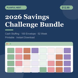 Défi épargne imprimable, rembourrage en espèces et 100 enveloppes, 52 semaines d'économie d'argent image 2