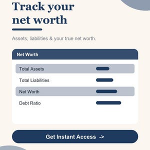 Net Worth Tracker Spreadsheet, Investment & Assets Dashboard for Google Sheets image 2