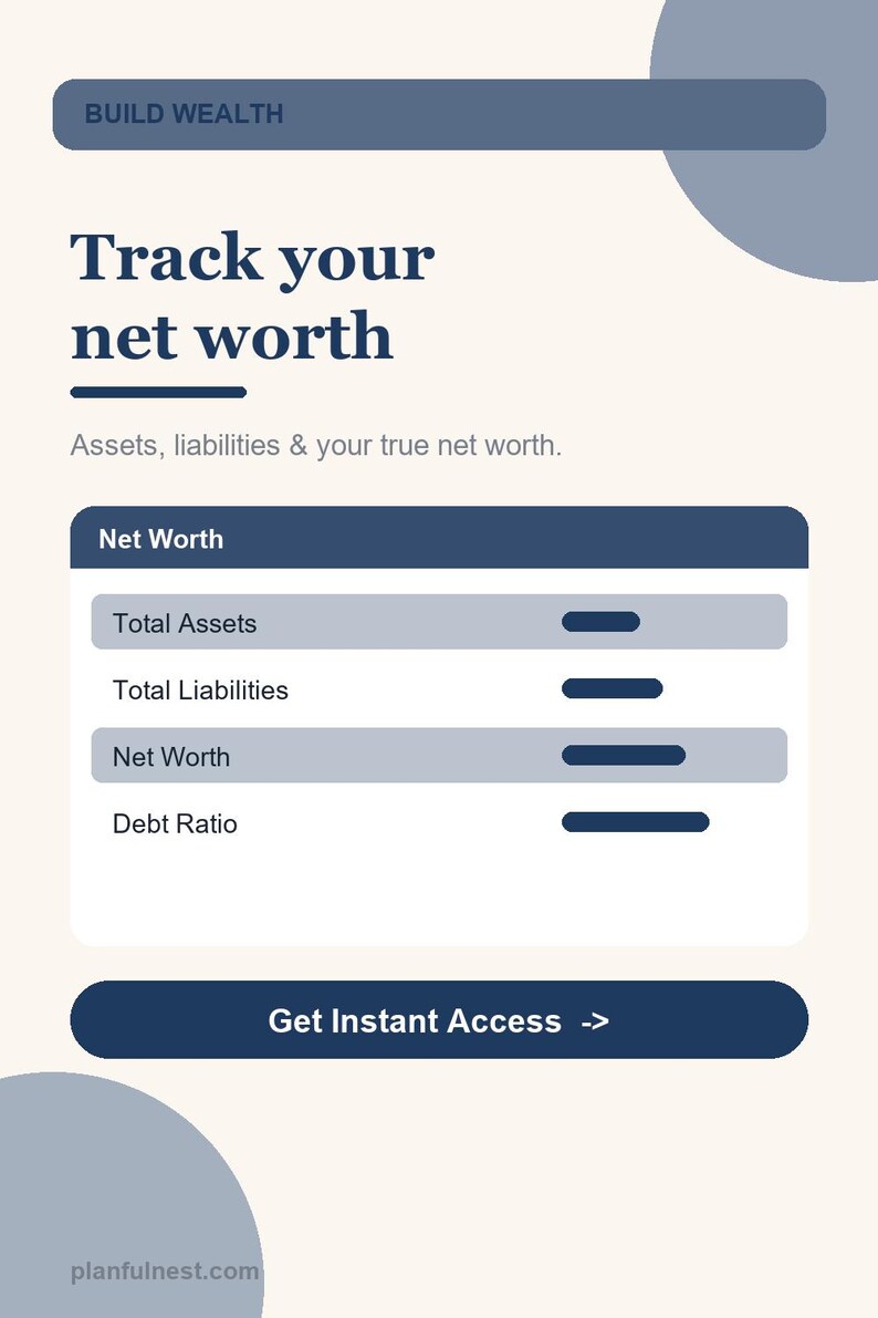 Net Worth Tracker Spreadsheet, Investment & Assets Dashboard for Google Sheets image 2