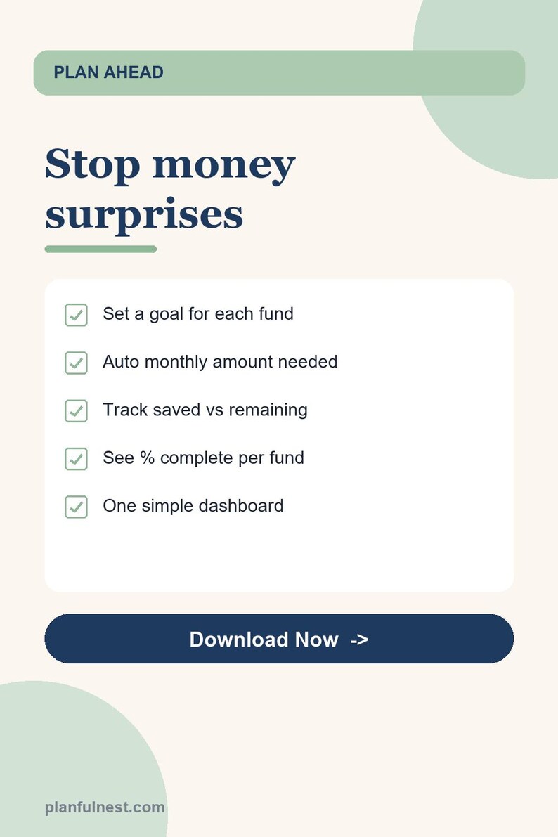 Sinking Funds Tracker Spreadsheet, Savings Goals Planner, Multiple Savings Category Tracker for Google Sheets & Excel, Budget image 4