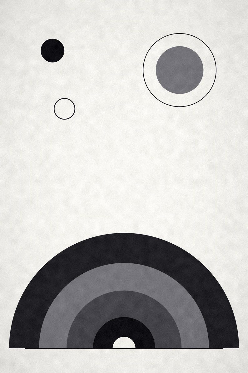 Set di 3 stampe murali in bianco e nero / Stampe geometriche minimaliste / 5 formati, download immediato immagine 4