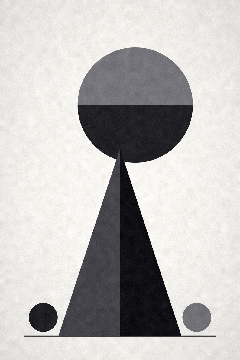 Set di 3 stampe murali in bianco e nero / Stampe geometriche minimaliste / 5 formati, download immediato immagine 3