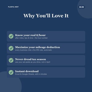 Rideshare & Delivery Driver Income Tracker, Uber Lyft DoorDash Mileage and Tax Spreadsheet for Google Sheets, Excel | Instant Download image 4