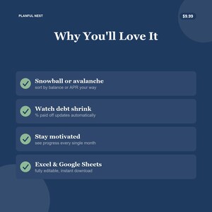 Debt Payoff Tracker Spreadsheet, Debt Snowball and Avalanche Planner, Credit Card Payment Log for Google Sheets & Excel, Debt Free image 6