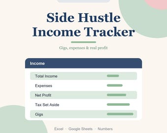 Side Hustle Income & Expense Tracker, Freelance Profit and Tax Spreadsheet