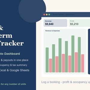 Airbnb & Kurzzeit-Miet-Tracker-Spreadsheet - Multi-Property-Einkommen, Ausgaben, Belegung Bild 1