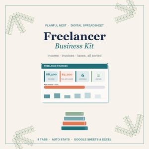 Paquete de hojas de cálculo para autónomos / Registro de facturas, presupuestos, ingresos y gastos para trabajadores independientes / Plantilla para Google Sheets y Excel imagen 2