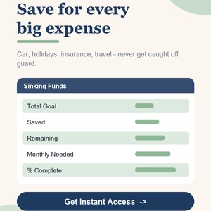 Sinking Funds Tracker Spreadsheet, Savings Goals Planner, Multiple Savings Category Tracker for Google Sheets & Excel, Budget image 3