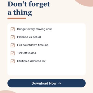 Moving Budget and Checklist Spreadsheet | New Home Moving Planner, Countdown Timeline & Packing List | Google Sheets Excel Template image 3