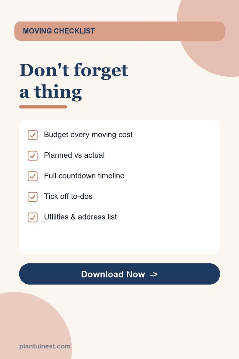 Moving Budget and Checklist Spreadsheet | New Home Moving Planner, Countdown Timeline & Packing List | Google Sheets Excel Template image 3