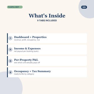 Airbnb & Kurzzeit-Miet-Tracker-Spreadsheet - Multi-Property-Einkommen, Ausgaben, Belegung Bild 3
