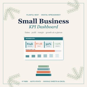 Small Business KPI Dashboard - Revenue, Profit, Margin, Cash Flow & Top Products Tracker with Charts | Excel and Google Sheets (2026) image 2