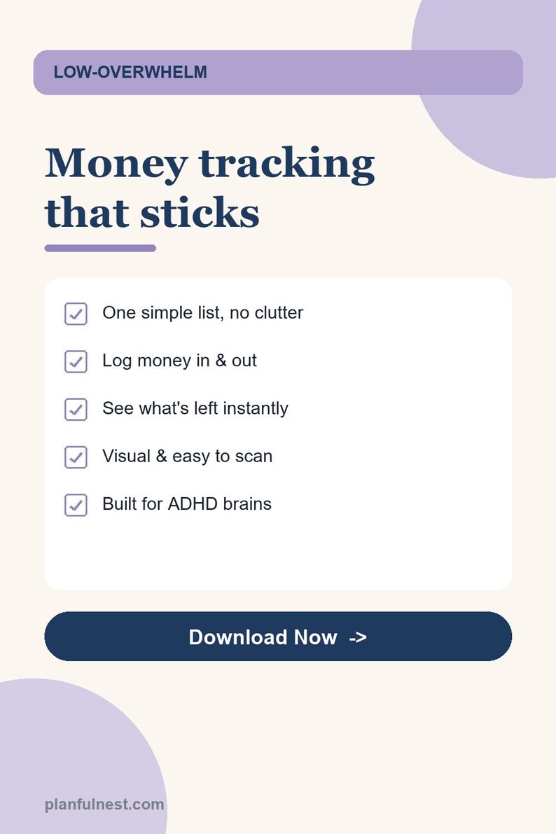 ADHD Budget Tracker Spreadsheet, Simple Visual Finance Planner for Google Sheets image 3
