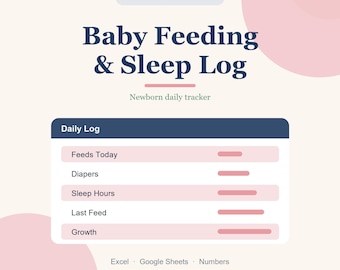 Baby Feeding & Sleep Tracker, Newborn Daily Log for Google Sheets and Excel