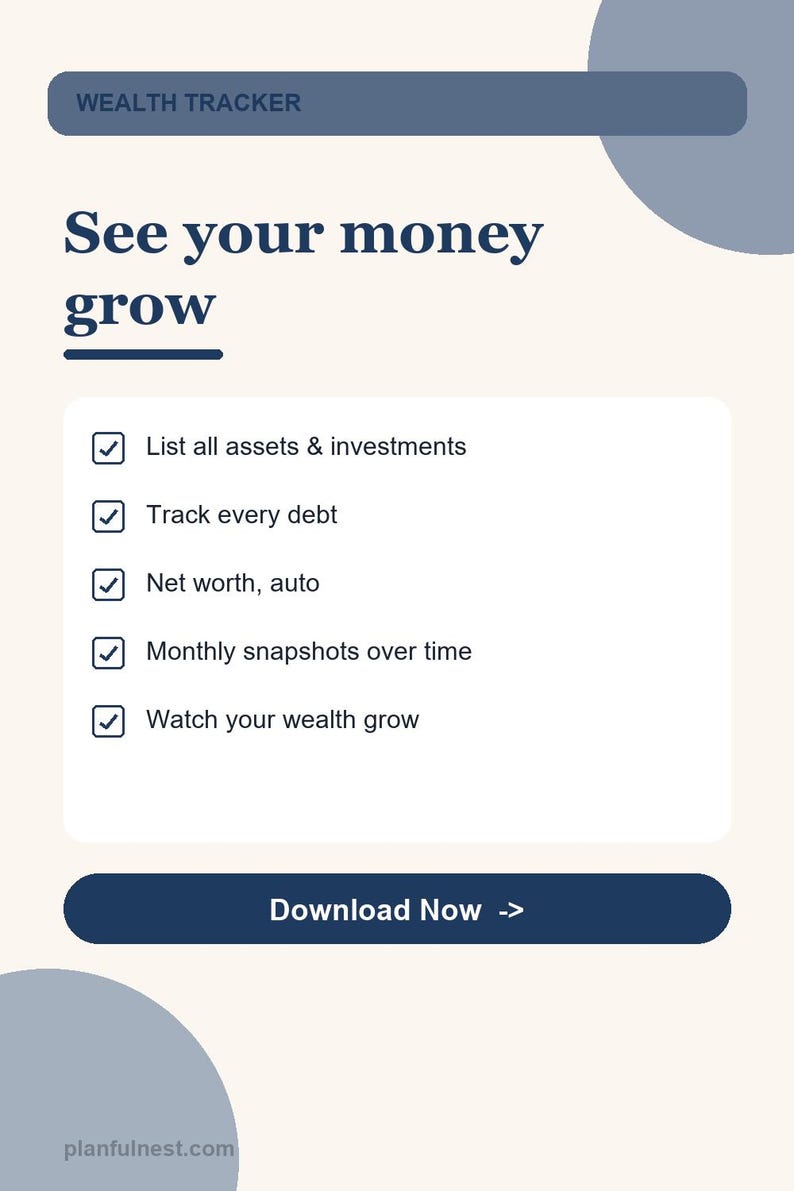 Net Worth Tracker Spreadsheet, Investment & Assets Dashboard for Google Sheets image 3