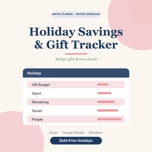Christmas Savings & Gift Budget Tracker Spreadsheet, Gift List Planner image 1