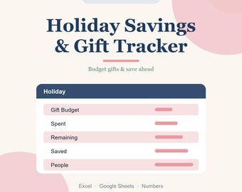 Christmas Savings & Gift Budget Tracker Spreadsheet, Gift List Planner